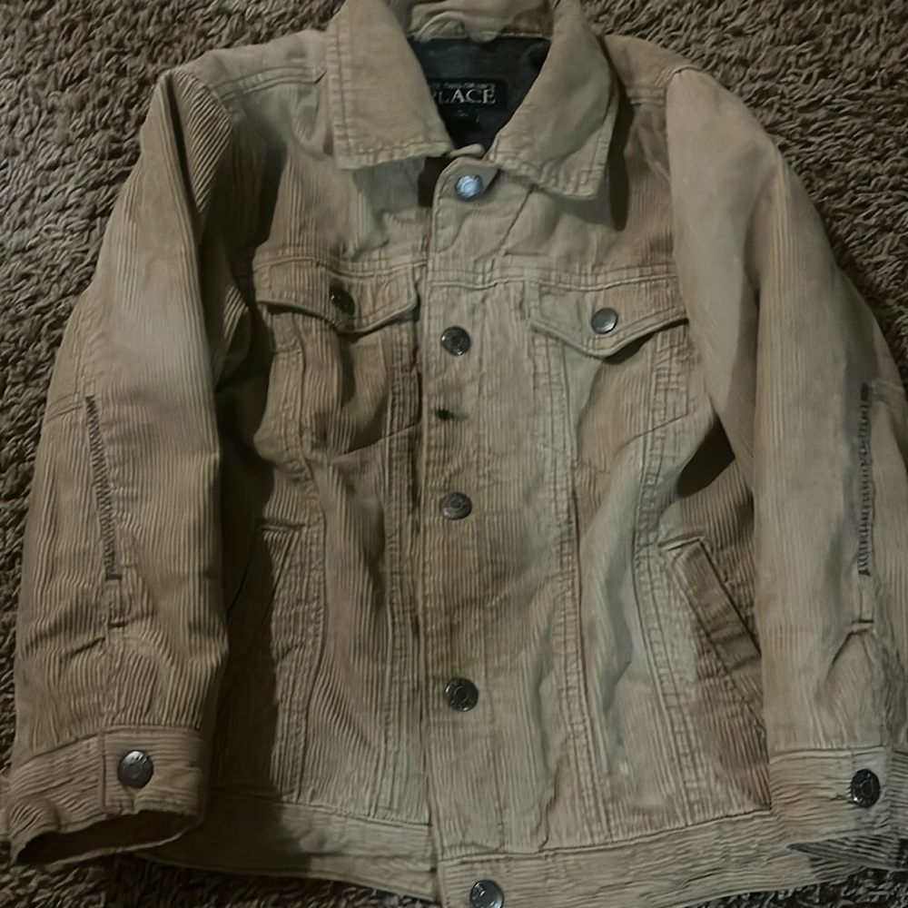 Tan button down warm kids jacket